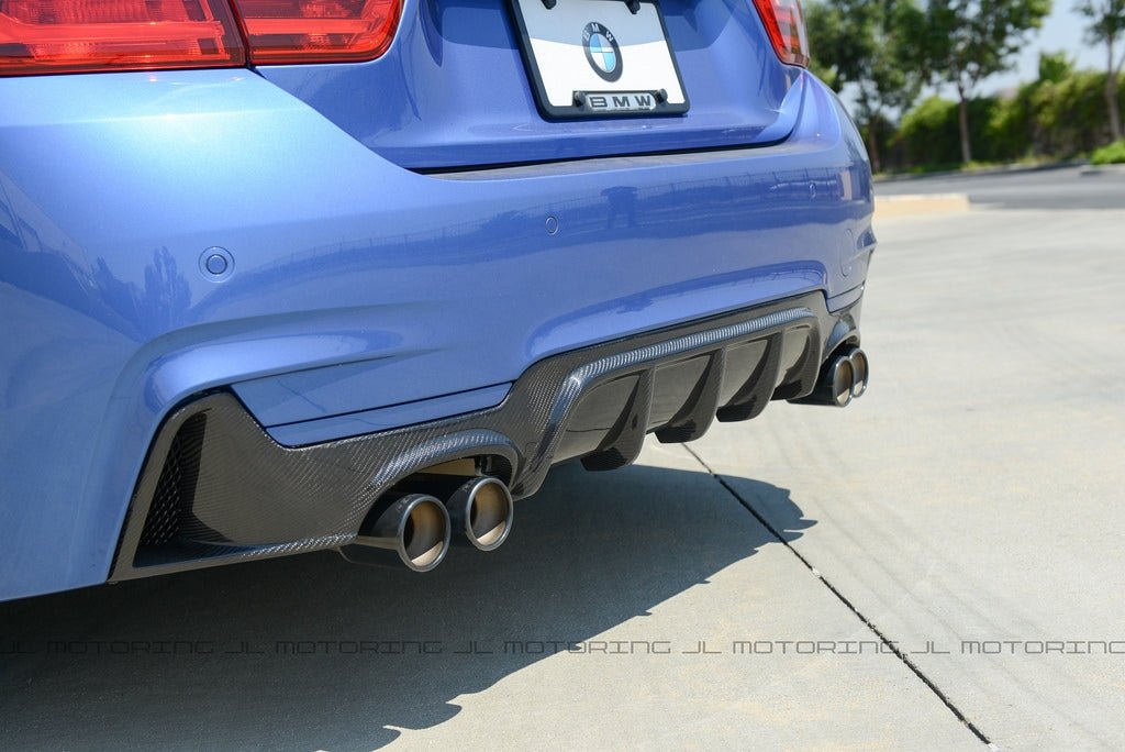 BMW F32 4 Series M Sport Performance Carbon Fiber Rear Diffuser - Quad - JL Motoring