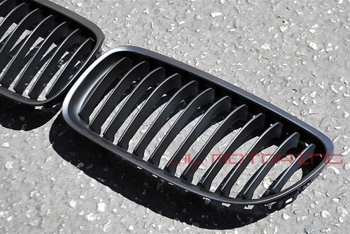 BMW Matte Black Front Grilles - E82 E88 1 Series Coupe Convertible - JL Motoring