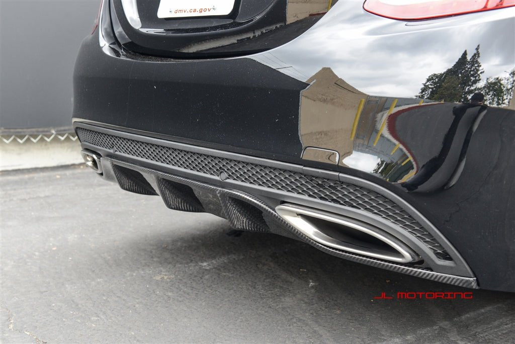 Mercedes Benz W205 C63 C300 C350 Sport Carbon Fiber Rear Diffuser - JL Motoring