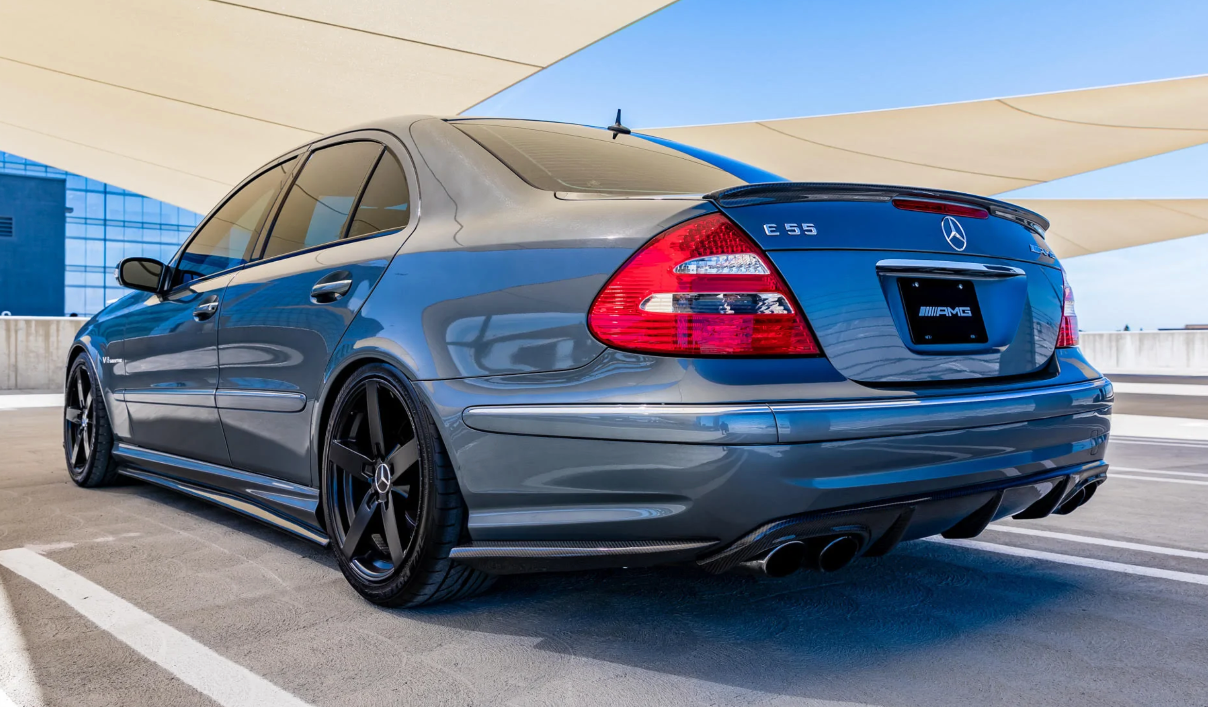 Mercedes Benz W211 E55 E63 AMG Carbon Fiber Rear Bumper Extensions