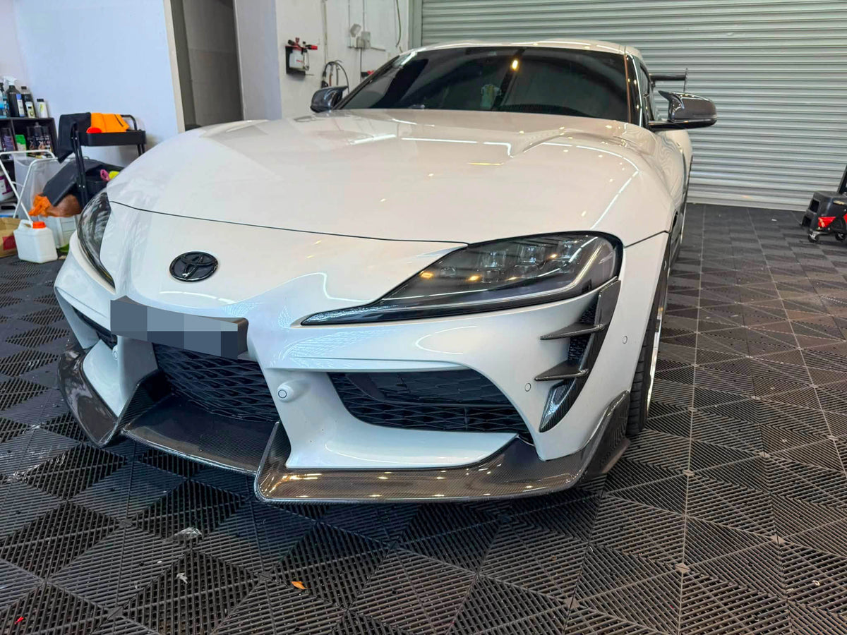 Toyota GR Supra A90 A91 with carbon fiber front lip installed